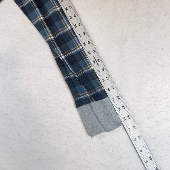 Discreet Button Flannel Shirt Hoodie Woman S Blue Plaid Drawstring Cozy Cuddle - Picture 8 of 10